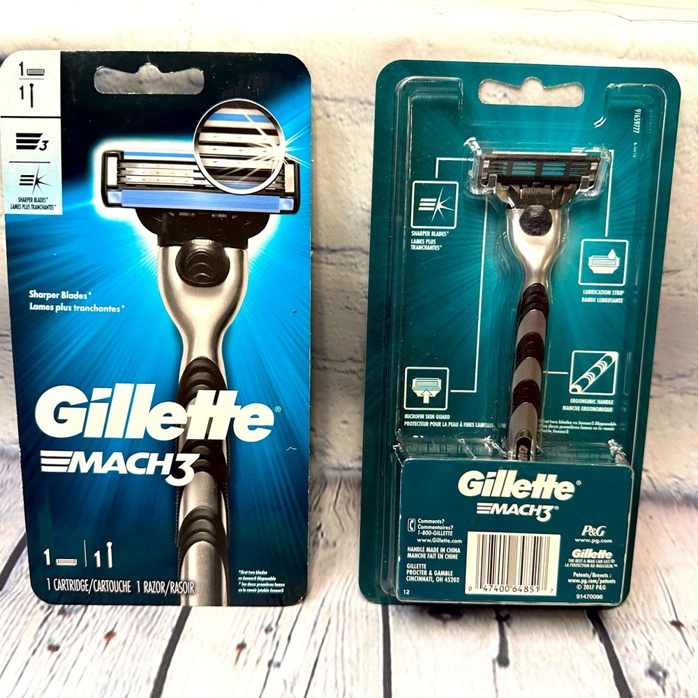 Gillette Mach3 razor handle with 2 cartridges